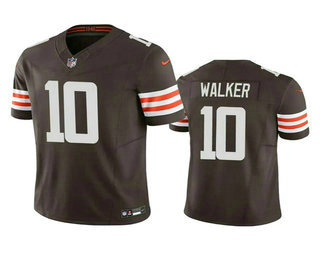 Men's Cleveland Browns #10 PJ Walker Brown 2023 FUSE Vapor Limited Stitched Jersey