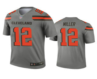 Men's Cleveland Browns #12 Braxton Miller Gray Inverted Legend Jersey
