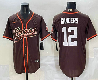 Men's Cleveland Browns #12 Shedeur Sanders Brown Stitched Cool Base Nike Baseball Jersey