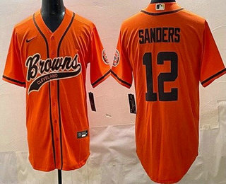 Men's Cleveland Browns #12 Shedeur Sanders Limited Orange Fashion Baseball Jersey