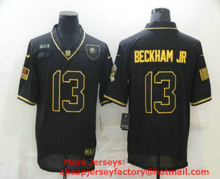 Men's Cleveland Browns #13 Odell Beckham Jr Black Gold 2020 Salute To Service Stitched NFL Nike Limited Jersey