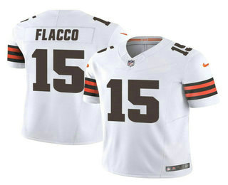 Men's Cleveland Browns #15 Joe Flacco White 2023 FUSE Vapor Limited Football Stitched Jersey