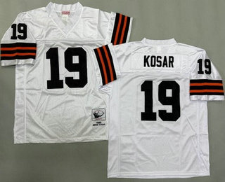 Men's Cleveland Browns #19 Bernie Kosar White 1986 Throwback Jersey