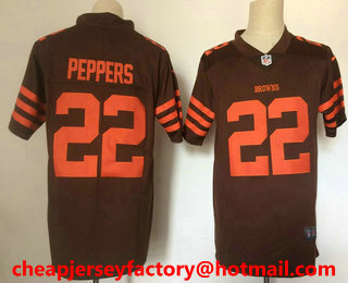 Men's Cleveland Browns #22 Jabrill Peppers Brown 2016 Color Rush Stitched NFL Nike Limited Jersey