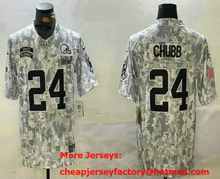 Men's Cleveland Browns #24 Nick Chubb Arctic Camo 2024 FUSE Salute to Service Limited Stitched Jersey