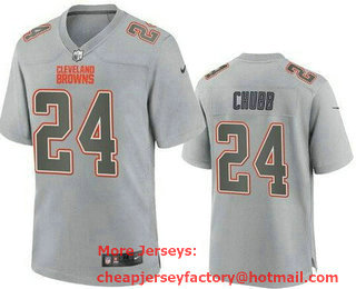 Men's Cleveland Browns #24 Nick Chubb Limited Gray Atmosphere Fashion Vapor Jersey
