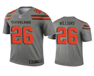 Men's Cleveland Browns #26 Greedy Williams Gray Inverted Legend Jersey