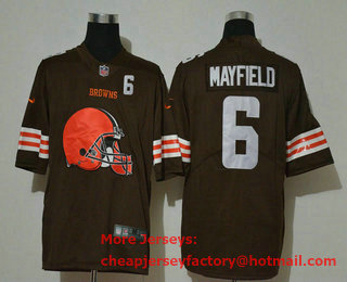 Men's Cleveland Browns #6 Baker Mayfield Brown 2020 Big Logo Number Vapor Untouchable Stitched NFL Nike Fashion Limited Jersey