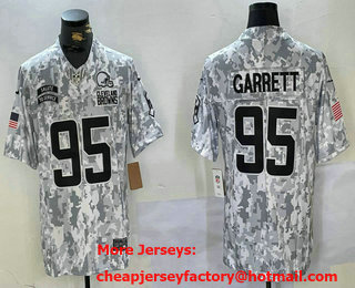 Men's Cleveland Browns #95 Myles Garrett Arctic Camo 2024 FUSE Salute to Service Limited Stitched Jersey