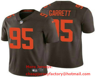 Men's Cleveland Browns #95 Myles Garrett Limited Brown Alternate Vapor Jersey