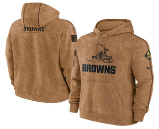 Men's Cleveland Browns 2023 Brown Salute to Service Pullover Hoodie
