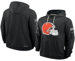 Men's Cleveland Browns Black 2026 Salute to Service Sideline Pullover Hoodie