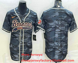 Men's Cleveland Browns Blank Grey Camo With Patch Cool Base Stitched Baseball Jersey