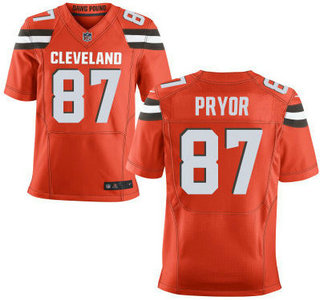 Men's Cleveland Browns #87 Terrelle Pryor Orange Alternate 2015 NFL Nike Elite Jersey