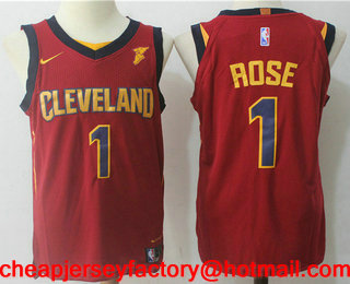 Men's Cleveland Cavaliers #1 Derrick Rose Burgundy Red 2017-2018 Nike Authentic Goodyear Stitched NBA Jersey