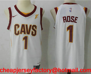 Men's Cleveland Cavaliers #1 Derrick Rose White 2017-2018 Nike Authentic Goodyear Stitched NBA Jersey
