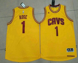 Men's Cleveland Cavaliers #1 Derrick Rose Yellow Revolution 30 Swingman Stitched NBA Jersey
