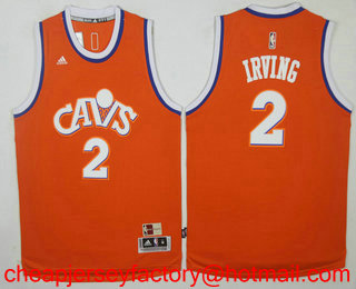 Men's Cleveland Cavaliers #2 Kyrie Irving CavFanatic New Orange Hardwood Classics Soul Swingman Throwback Jersey