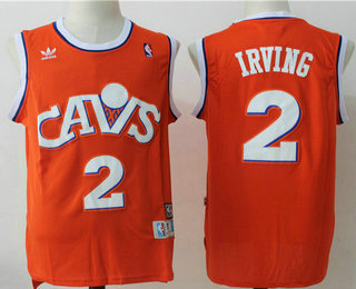 Men's Cleveland Cavaliers #2 Kyrie Irving CavFanatic Orange Hardwood Classics Soul Swingman Throwback Jersey