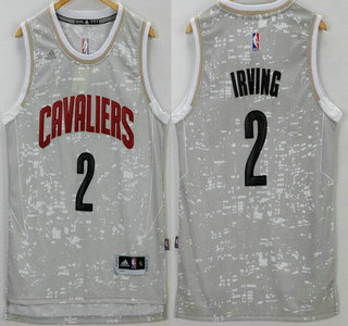 Men's Cleveland Cavaliers #2 Kyrie Irving 2015 Gray City Lights Swingman Jersey