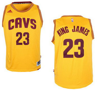 Men's Cleveland Cavaliers #23 King James Nickname Revolution 30 Swingman 2014 New Yellow Jersey -Printed