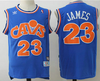 Men's Cleveland Cavaliers #23 LeBron James CavFanatic Blue Hardwood Classics Soul Swingman Throwback Jersey