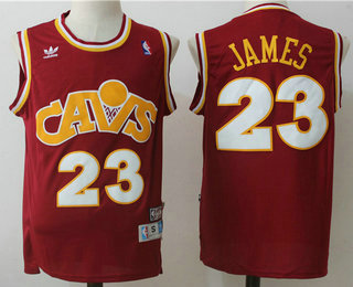 Men's Cleveland Cavaliers #23 LeBron James CavFanatic Red Hardwood Classics Soul Swingman Throwback Jersey