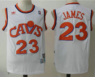 Men's Cleveland Cavaliers #23 LeBron James CavFanatic White Hardwood Classics Soul Swingman Throwback Jersey