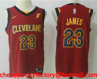 Men's Cleveland Cavaliers #23 LeBron James Burgundy Red 2017-2018 Nike Authentic Goodyear Stitched NBA Jersey