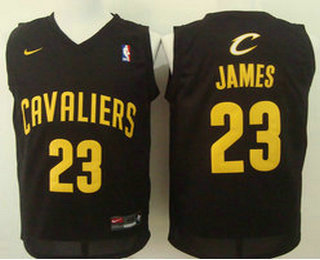 Men's Cleveland Cavaliers #23 LeBron James Revolution 30 Swingman 2016 Black With Gold Nike Jersey