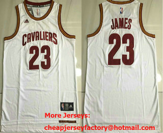 Men's Cleveland Cavaliers #23 LeBron James White Revolution 30 AU Jersey