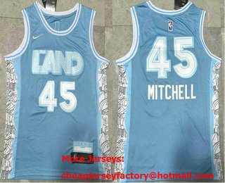 Men's Cleveland Cavaliers #45 Donovan Mitchell Blue 2024 City Edition Swingman Stitched Jersey