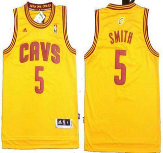 Men's Cleveland Cavaliers #5 J.R. Smith Revolution 30 Swingman Yellow Jersey