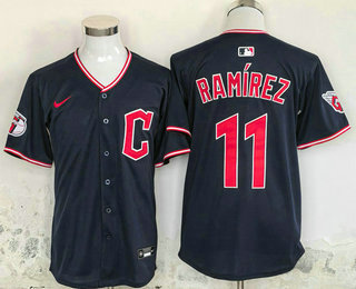 Men's Cleveland Guardians #11 Jose Ramirez Navy Stitched Limited Jersey