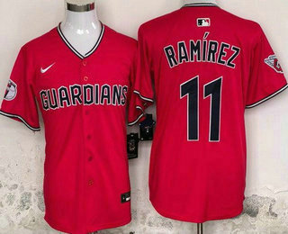 Men's Cleveland Guardians #11 Jose Ramirez Red Limited Jersey