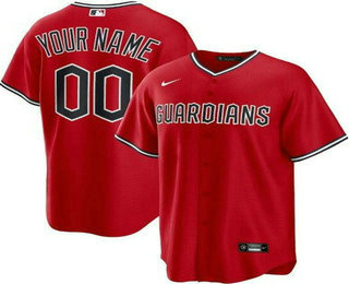 Men's Cleveland Guardians Customized Red Alternate Cool Base Jersey