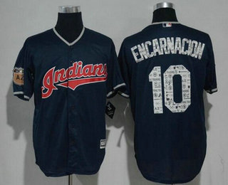 Men's Cleveland Indians #10 Edwin Encarnacion Navy Blue 2017 Spring Training Stitched MLB Cool Base Jersey