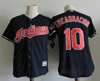 Men's Cleveland Indians #10 Edwin Encarnacion Navy Blue Stitched MLB Cool Base Jersey