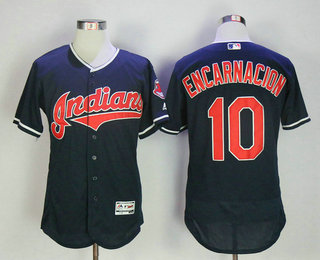 Men's Cleveland Indians #10 Edwin Encarnacion Navy Blue Stitched MLB Flex Base Jersey