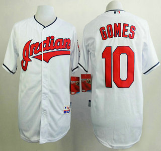 Men's Cleveland Indians #10 Yan Gomes White Jersey