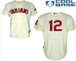 Men's Cleveland Indians #12 Francisco Lindor Alternate Cream Cool Base Jersey