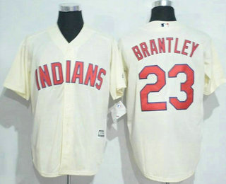 Men's Cleveland Indians #23 Michael Brantley Cream Stitched MLB Cool Base Jersey