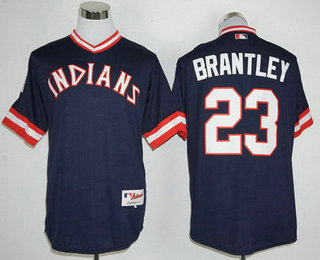 Men's Cleveland Indians #23 Michael Brantley Navy Blue Pullover 1976 Turn Back the Clock Jersey