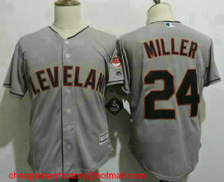 Men's Cleveland Indians #24 Andrew Miller Gray Road Stitched MLB Cool Base Jersey