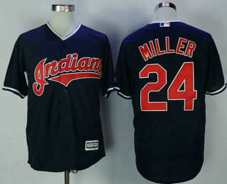 Men's Cleveland Indians #24 Andrew Miller Navy Blue Alternate Stitched MLB Cool Base Jersey