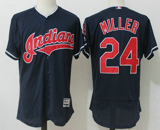 Men's Cleveland Indians #24 Andrew Miller Navy Blue Stitched MLB Flex Base Jersey
