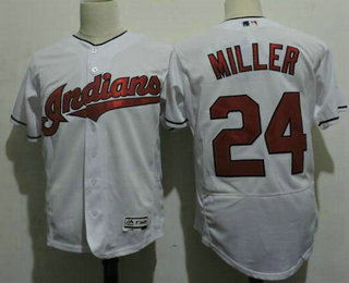 Men's Cleveland Indians #24 Andrew Miller White Home Stitched MLB Flex Base Jersey