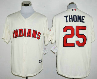 Men's Cleveland Indians #25 Jim Thome Name Cream Cool Base Baseball Jersey
