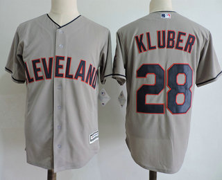 Men's Cleveland Indians #28 Corey Kluber Gray Road Stitched MLB Cool Base Jersey