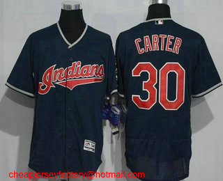 Men's Cleveland Indians #30 Joe Carter Retired Navy Blue Stitched MLB 2016 Flex Base Jersey